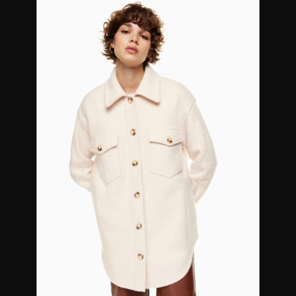 Aritzia Wilfred Free The Ganna Shirt Jacket Relaxed Merino Wool Shacket $198.00